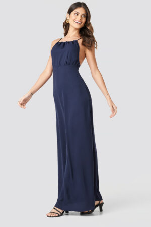 NA-KD Party Tie Back Maxi Dress - Blue