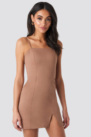 Hoss x NA-KD Fitted Mini Dress - Beige