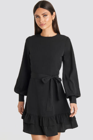 Karo Kauer x NA-KD Balloon Sleeve Mini Dress - Black