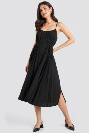 MANGO Plisado Dress - Black