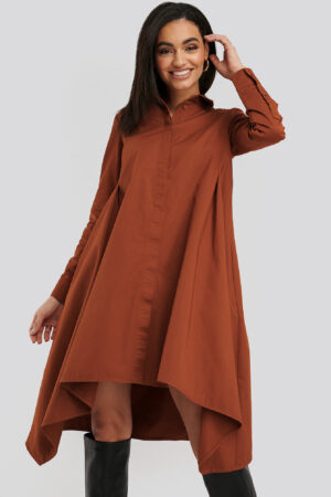 NA-KD Asymmetrical Shirt Dress - Copper