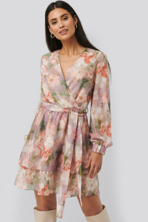 NA-KD Trend Belted Chiffon Dress - Multicolor