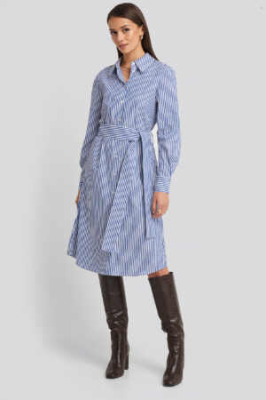 NA-KD Classic Belted Midi Shirt Dress - White