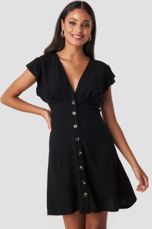 NA-KD Button Up Mini Dress - Black