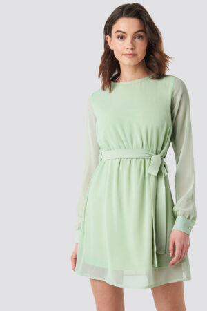 NA-KD Chiffon Dress - Green