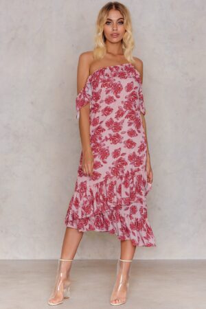 NA-KD Cold Shoulder Thin Strap Frill Dress - Multicolor