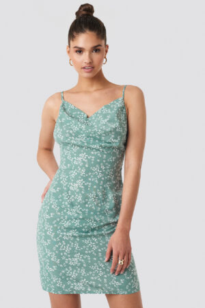 NA-KD Party Cowl Neck Mini Dress - Green