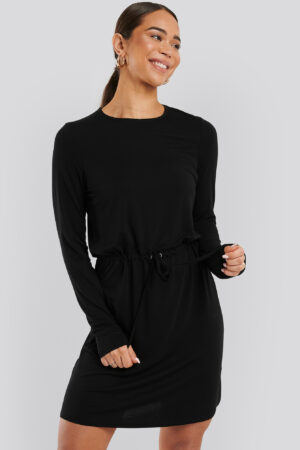 NA-KD Drawstring Jersey Dress - Black