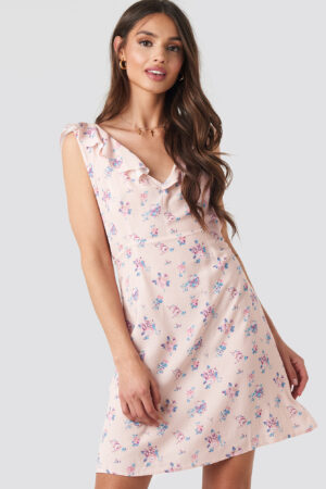 NA-KD Floral Mini Dress - Pink