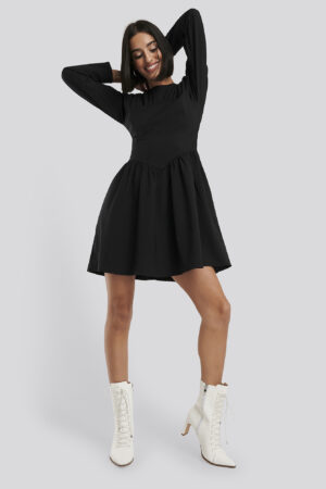NA-KD Gathered Neck Mini Dress - Black