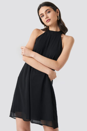 NA-KD Party Halterneck Swing Dress - Black