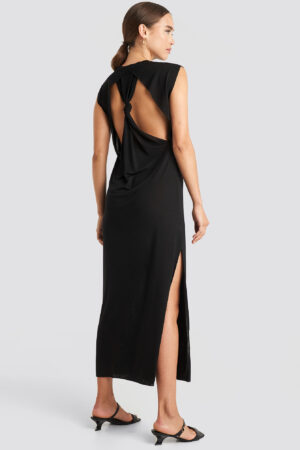 NA-KD Knot Back Jersey Midi Dress - Black