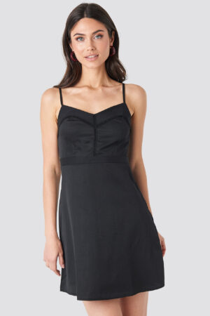 NA-KD Boho Lace Insert Mini Dress - Black