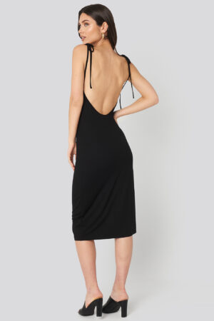 NA-KD Open Back Shift Midi Dress - Black