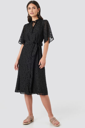 NA-KD Boho Open Back Structured Flowy Dress - Black