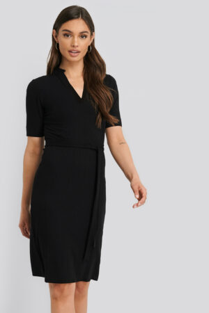 NA-KD V-Neck Jersey Midi Dress - Black