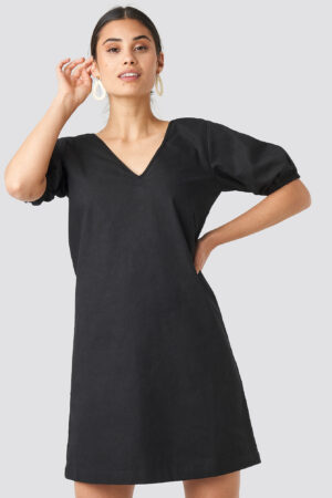 NA-KD Puff Sleeve Mini Dress - Black