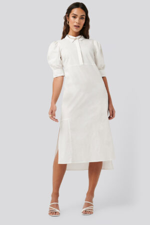 NA-KD Trend Puff Sleeve Panel Dress - White