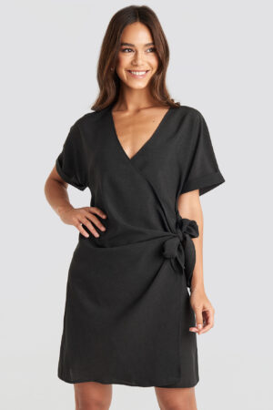 NA-KD Overlap Knot Mini Dress - Black