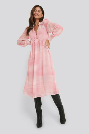 NA-KD Trend Sheer Midi Dress - Pink