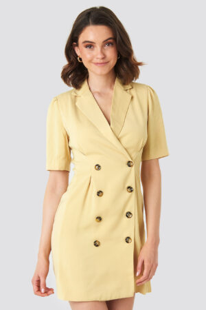 NA-KD Classic Short Sleeve Blazer Dress - Yellow