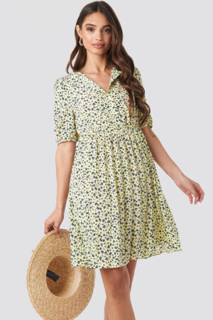 NA-KD Boho Short Sleeve Pleated Skirt Dress - Multicolor