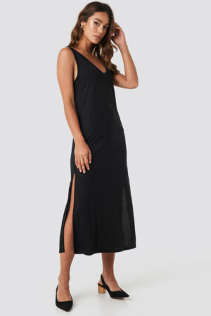 NA-KD Sleeveless Jersey Midi Dress - Black