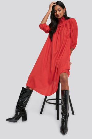 NA-KD Smock Chest Dress - Red