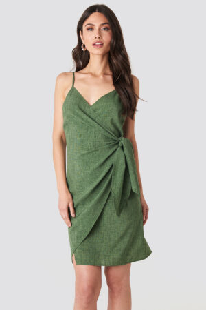 NA-KD Strap Overlap Mini Dress - Green
