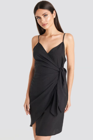 NA-KD Strap Overlap Mini Dress - Black