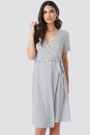 NA-KD Striped Overlap Dress - Multicolor