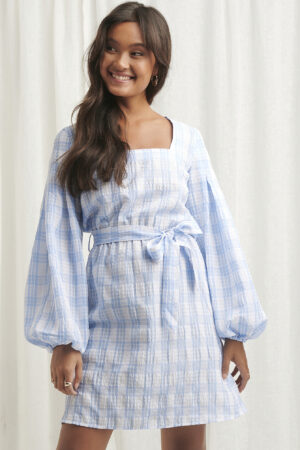 NA-KD Boho Structured Check Dress - Multicolor