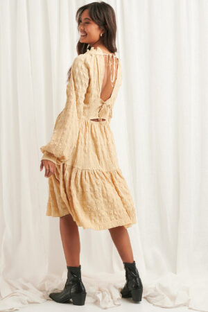 NA-KD Boho Structured Open Back Dress - Beige