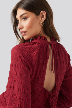 NA-KD Boho Structured Open Back Dress - Red