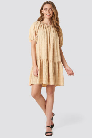 NA-KD Trend Structured Tiered Mini Dress - Beige