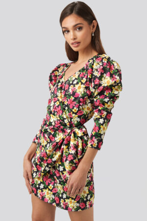 NA-KD Party Sweetheart Neck Wrap Dress - Multicolor