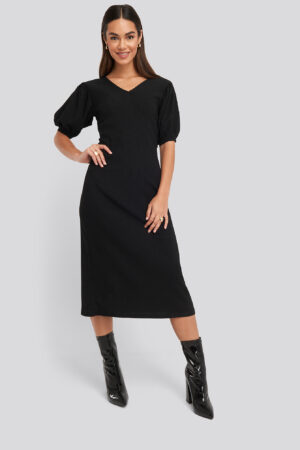 NA-KD Textured Midi Dress - Black