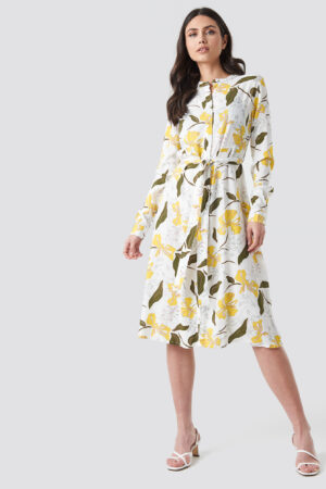 NA-KD Boho Tie Waist Midi Dress - Multicolor
