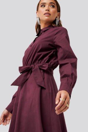 NA-KD Trend Tied Waist Shirt Dress - Red