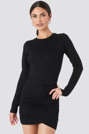 NA-KD Party Twist Wrap Jersey Dress - Black