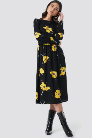NA-KD Wide Cuff Balloon Sleeve Dress - Black