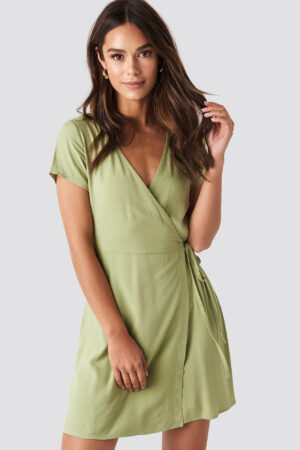 NA-KD Wrap Mini Dress - Green