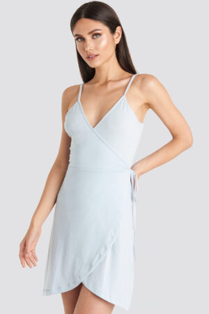 NA-KD Wrap Mini Dress - Blue