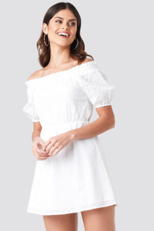 Donnaromina x NA-KD Off Shoulder Puffy Sleeve Dress - White