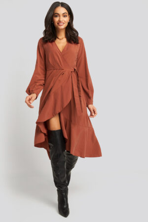 Trendyol Tile Flywheel Midi Dress - Copper