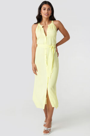 Trendyol Binding Detail Midi Dress - Yellow