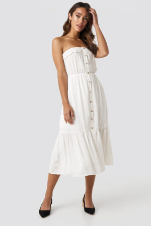 Trendyol Carmen Button Midi Dress - White