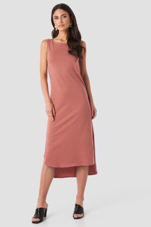 Trendyol Crew Neck Slit Dress - Pink