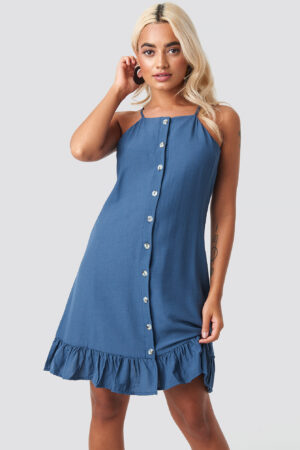 Trendyol Meg Button Detail Mini Dress - Blue