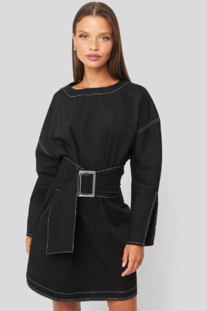 Trendyol Mini Front Belted Dress - Black